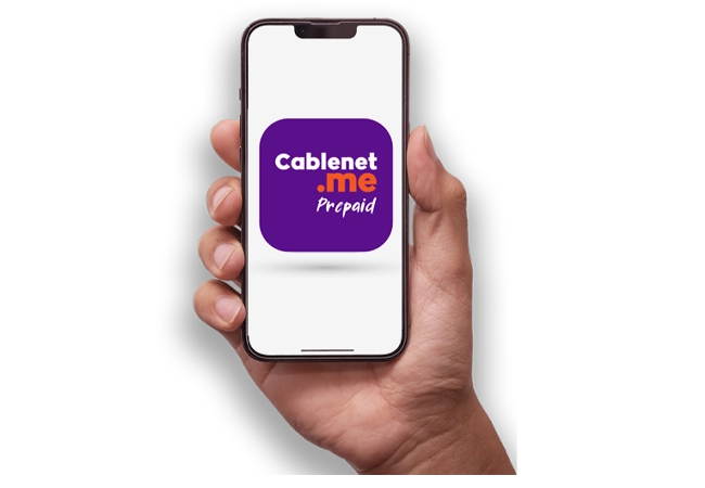 Mobile phone displaying the Cablenet.me app icon