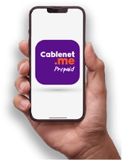 Mobile phone displaying the Cablenet.me app icon