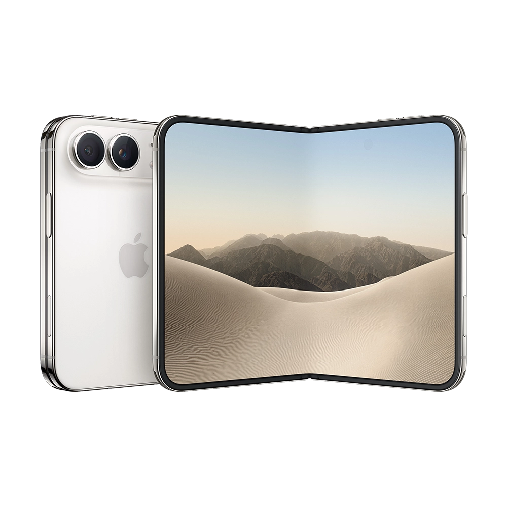 Open and closed view of iPhone Duo in white colour