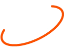 Outlined icon of sphere with orange ring for Cablenet Connectivity Solutions