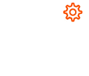 Outlined icon a sphere with an orange settings icon for Cablenet Enterprise Networking Solutions