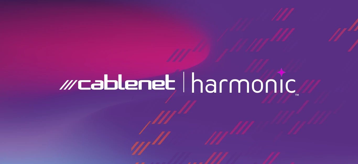 Composite logo of Cablenet and Harmonic for the partnership announcement