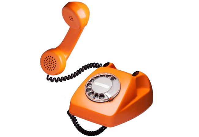 Orange retro-style telephone