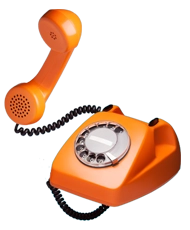 Orange old style teleohone