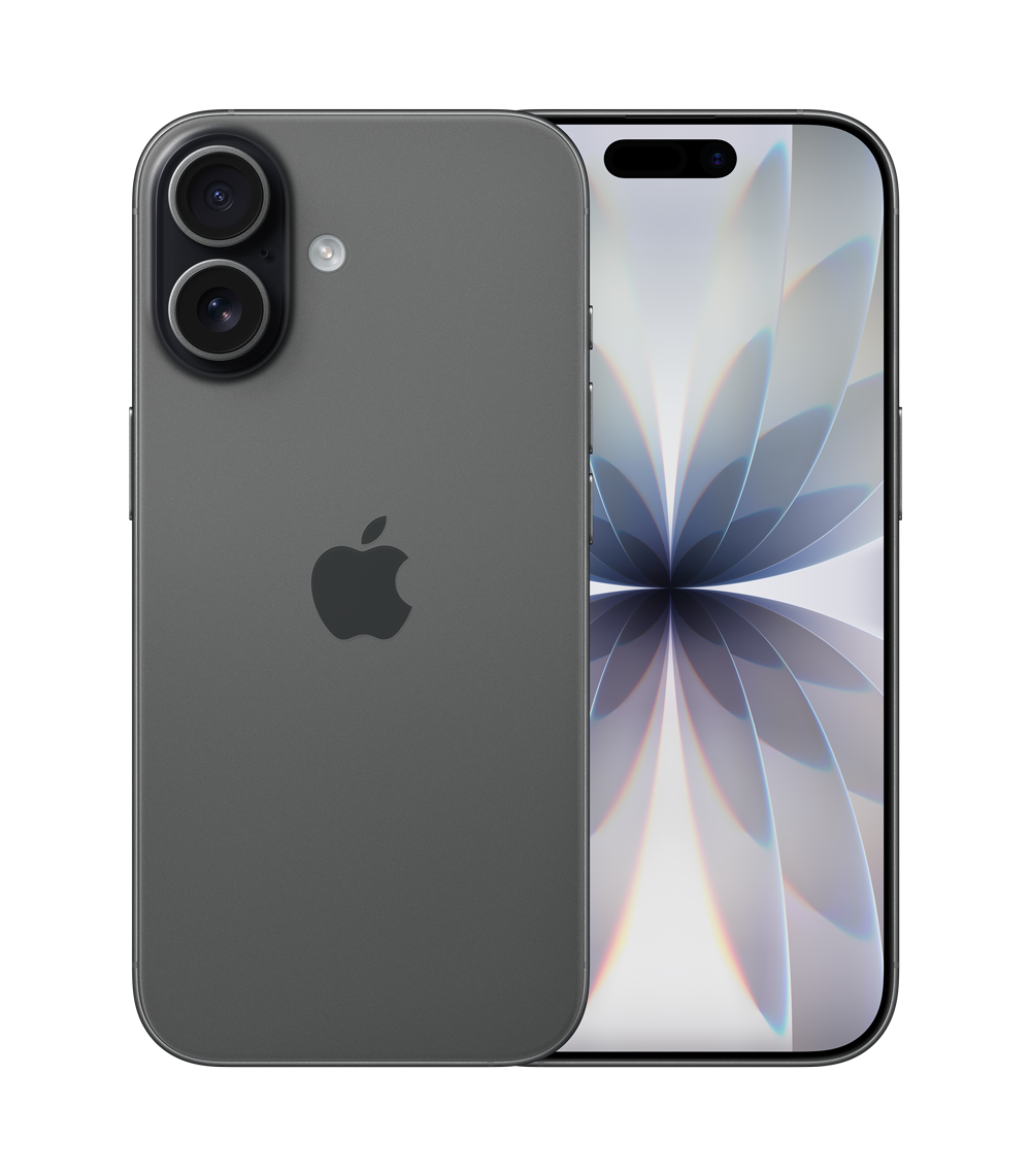 Front and back view of iPhone 17 in black colour