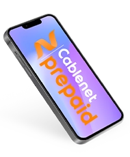 Mobile phone with the Cablenet Prepaid logo on screen