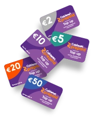 Cards showing top-up options for Cablenet Prepaid mobile service