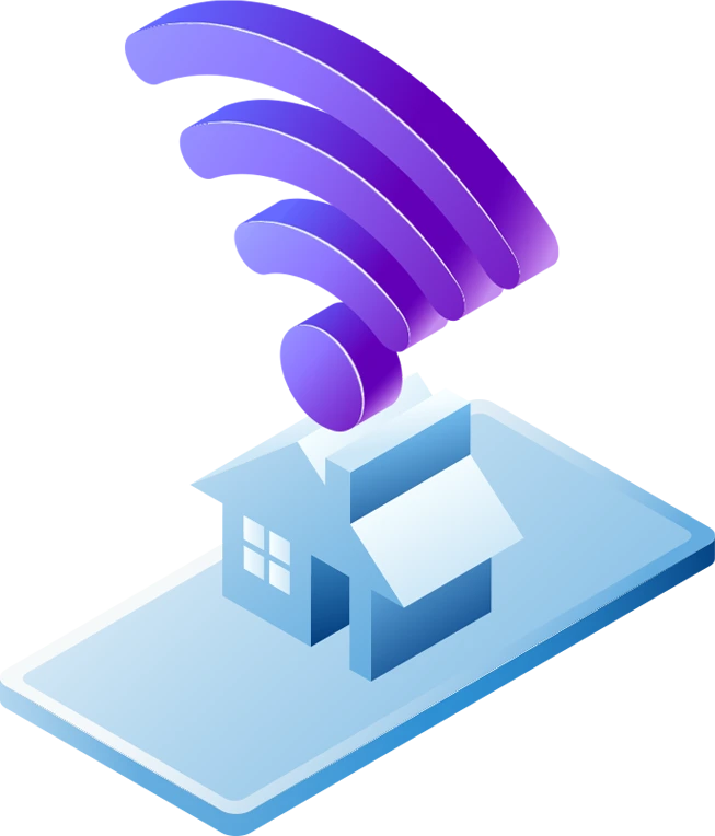 House with full purple wifi signal on top