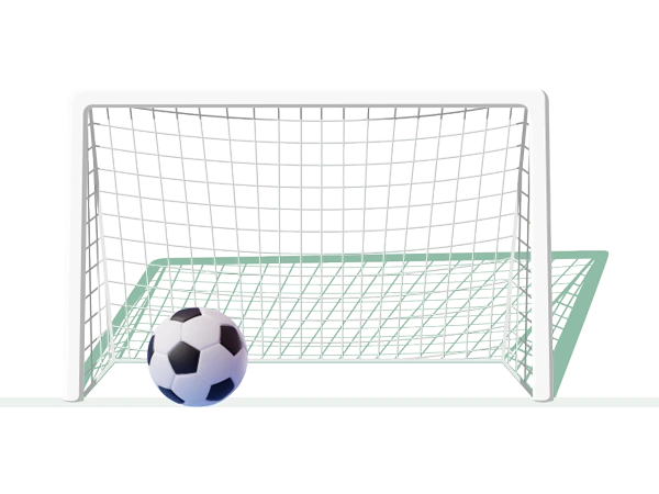 Goal frame with a football in front of the net for Cablenet Sports
