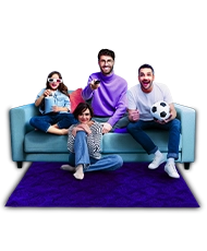 Friends and family using a TV remote to browse channels for a movie or football game.
