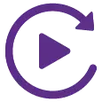 Replay icon in purple colour for Cablenet's tv service features