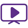 tv screen icon in purple colour for Cablenet's 60+ channels
